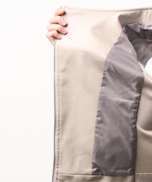 LAVEANGE（ラビアンジェ）の「フェイクレザーノーカラーライダースジャケット（ライダースジャケット・レディース・ブラック/グレイッシュベージュ・LL/3L/4L/M/L）」の13枚目の写真