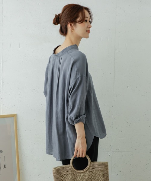 URBAN RESEARCH DOORS（アーバンリサーチドアーズ）の「ダブルガーゼスタンドカラーシャツ（シャツ/ブラウス・レディース・ブルー/ブラック/ライトグレー・ONE）」の20枚目の写真