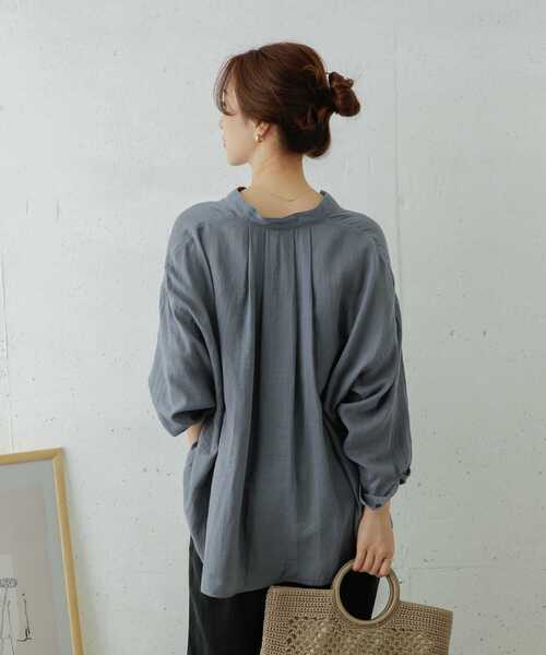 URBAN RESEARCH DOORS（アーバンリサーチドアーズ）の「ダブルガーゼスタンドカラーシャツ（シャツ/ブラウス・レディース・ブルー/ブラック/ライトグレー・ONE）」の21枚目の写真