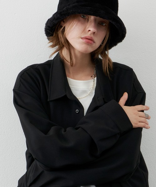 AIVER（アイバー）の「AIVER　TRドロップネックロングコートシャツ（シャツ/ブラウス・メンズ・ブラック/グレー/ダークグレー・MEDIUM/LARGE）」の22枚目の写真