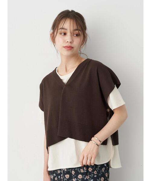 earth music&ecology（アースミュージックアンドエコロジー）の「ショートニットベスト（ベスト・レディース・ダークブラウン/ライトベージュ/テラコッタ・FREE）」の8枚目の写真