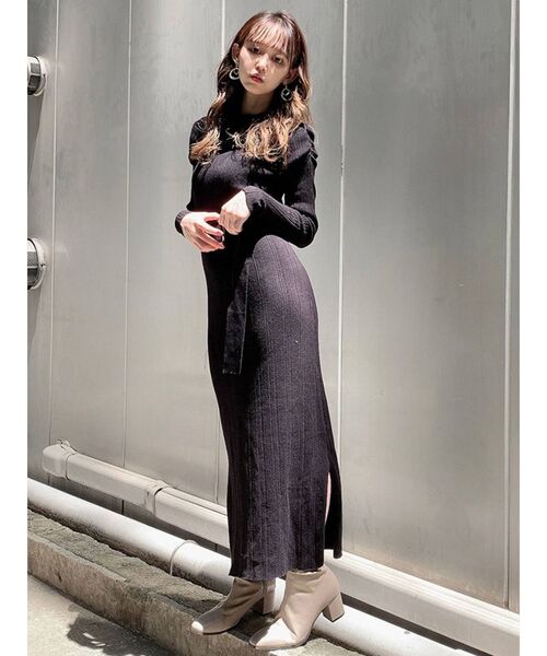 dazzlin（ダズリン）の「パワショルリブニットワンピース（ワンピース・レディース・ブラック/ベージュ/パープル・FREE）」の12枚目の写真