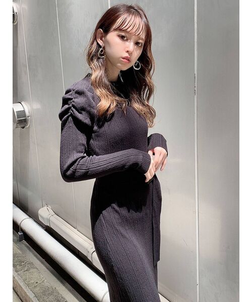 dazzlin（ダズリン）の「パワショルリブニットワンピース（ワンピース・レディース・ブラック/ベージュ/パープル・FREE）」の13枚目の写真