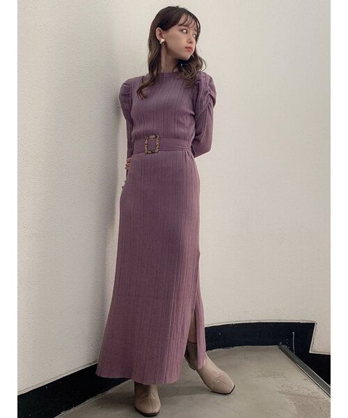 dazzlin（ダズリン）の「パワショルリブニットワンピース（ワンピース・レディース・ブラック/ベージュ/パープル・FREE）」の16枚目の写真