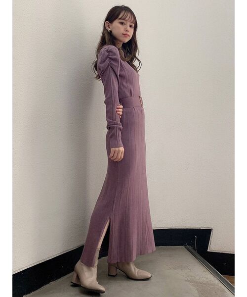 dazzlin（ダズリン）の「パワショルリブニットワンピース（ワンピース・レディース・ブラック/ベージュ/パープル・FREE）」の17枚目の写真