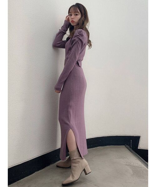 dazzlin（ダズリン）の「パワショルリブニットワンピース（ワンピース・レディース・ブラック/ベージュ/パープル・FREE）」の18枚目の写真