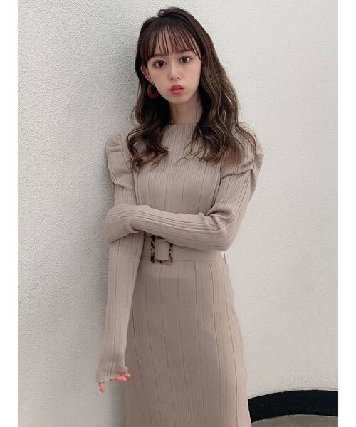 dazzlin（ダズリン）の「パワショルリブニットワンピース（ワンピース・レディース・ブラック/ベージュ/パープル・FREE）」の14枚目の写真