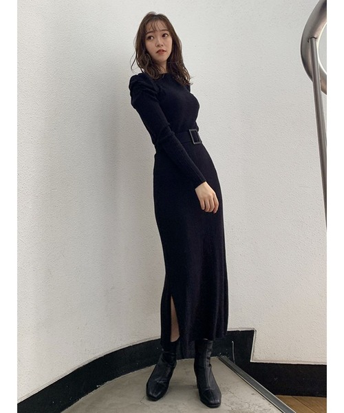 dazzlin（ダズリン）の「パワショルリブニットワンピース（ワンピース・レディース・ブラック/ベージュ/パープル・FREE）」の7枚目の写真