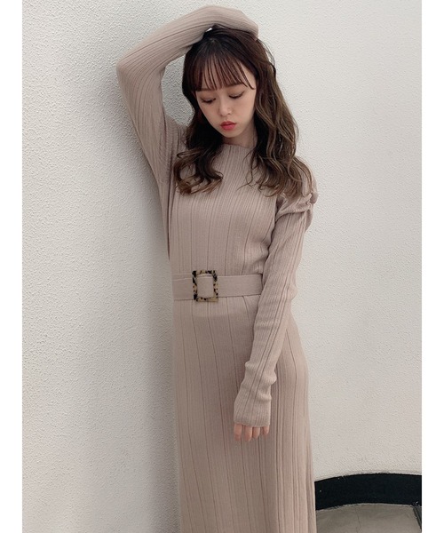 dazzlin（ダズリン）の「パワショルリブニットワンピース（ワンピース・レディース・ブラック/ベージュ/パープル・FREE）」の5枚目の写真