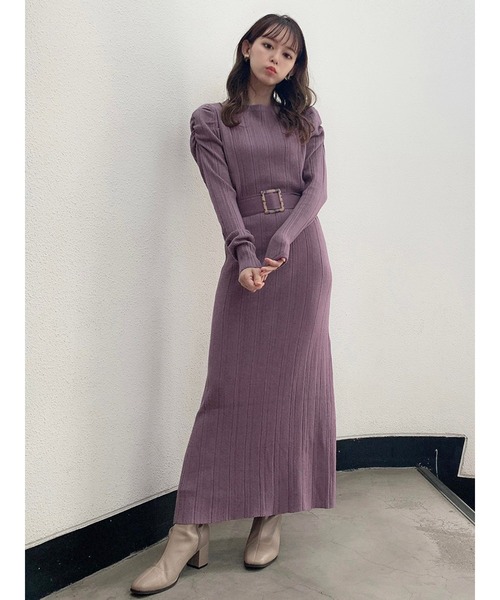 dazzlin（ダズリン）の「パワショルリブニットワンピース（ワンピース・レディース・ブラック/ベージュ/パープル・FREE）」の9枚目の写真