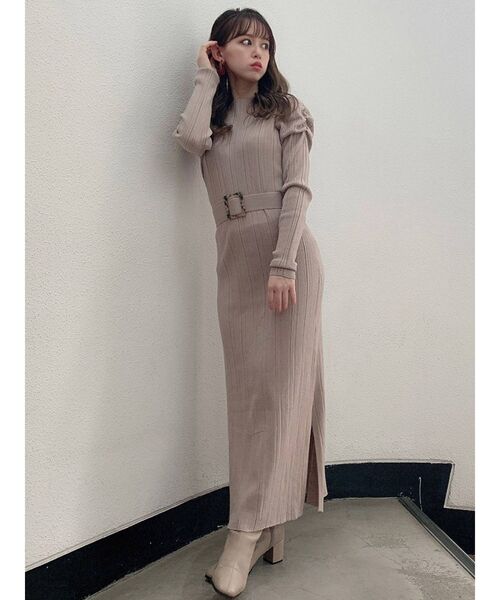 dazzlin（ダズリン）の「パワショルリブニットワンピース（ワンピース・レディース・ブラック/ベージュ/パープル・FREE）」の10枚目の写真