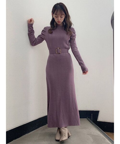 dazzlin（ダズリン）の「パワショルリブニットワンピース（ワンピース・レディース・ブラック/ベージュ/パープル・FREE）」の8枚目の写真