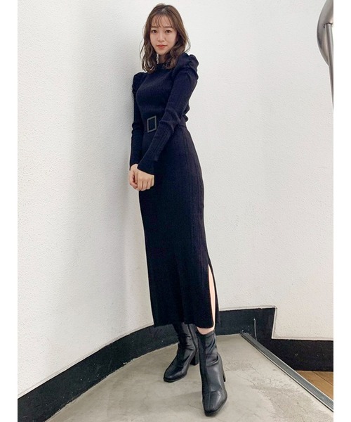 dazzlin（ダズリン）の「パワショルリブニットワンピース（ワンピース・レディース・ブラック/ベージュ/パープル・FREE）」の15枚目の写真