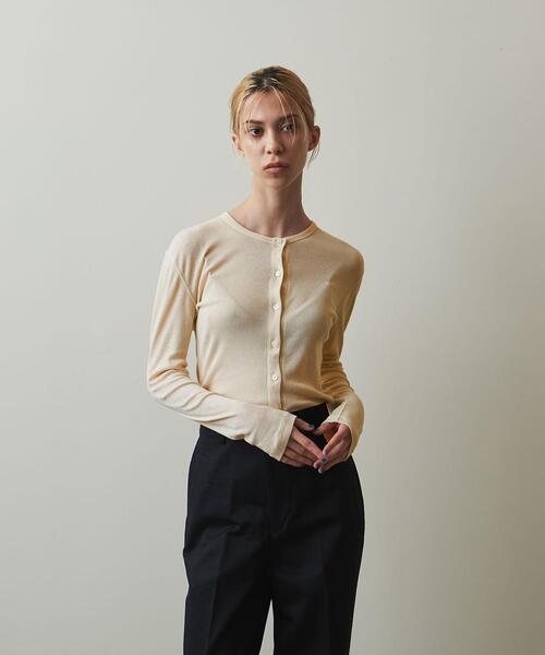 Steven Alan（スティーブンアラン）の「＜Steven Alan＞RIB LONG SLEEVE CARDIGAN/カーディガン（カーディガン/ボレロ・レディース・オフホワイト/ピンク/イエロー・FREE）」の2枚目の写真