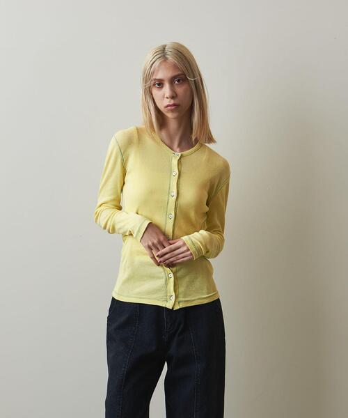 Steven Alan（スティーブンアラン）の「＜Steven Alan＞RIB LONG SLEEVE CARDIGAN/カーディガン（カーディガン/ボレロ・レディース・オフホワイト/ピンク/イエロー・FREE）」の3枚目の写真