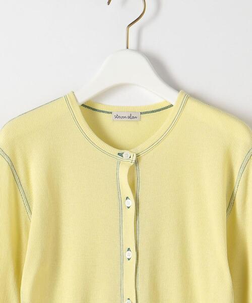 Steven Alan（スティーブンアラン）の「＜Steven Alan＞RIB LONG SLEEVE CARDIGAN/カーディガン（カーディガン/ボレロ・レディース・オフホワイト/ピンク/イエロー・FREE）」の10枚目の写真