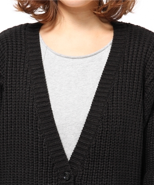 CIAOPANIC(チャオパニック)の「【Ciaopanic】片畦KNITロングCD(カーディガン/ボレロ・レディース・アイボリー/ブラック・FREE)」の7枚目の写真