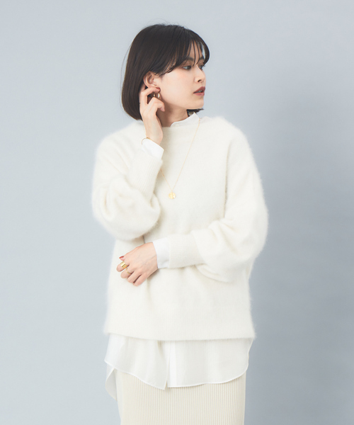 Rouge vif(ルージュヴィフ)の「ラクーンパフスリーブニット(ニット/セーター・レディース・ホワイト/ベージュ/ブラック・フリー)」の1枚目の写真