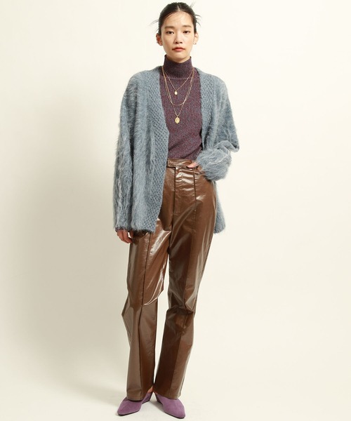 Ray BEAMS(レイビームス)の「Ray BEAMS / シャギー Vネック カーディガン(カーディガン/ボレロ・レディース・ライトブルー/オフホワイト・ONE SIZE)」の11枚目の写真