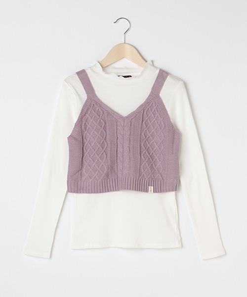 LOVETOXIC（ラブトキシック）の「ニットビスチェ長TSET（Tシャツ/カットソー・キッズ・ブルー/ベージュ/ラベンダー・M/SS/S/L）」の3枚目の写真