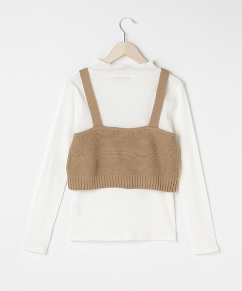 LOVETOXIC（ラブトキシック）の「ニットビスチェ長TSET（Tシャツ/カットソー・キッズ・ブルー/ベージュ/ラベンダー・M/SS/S/L）」の4枚目の写真