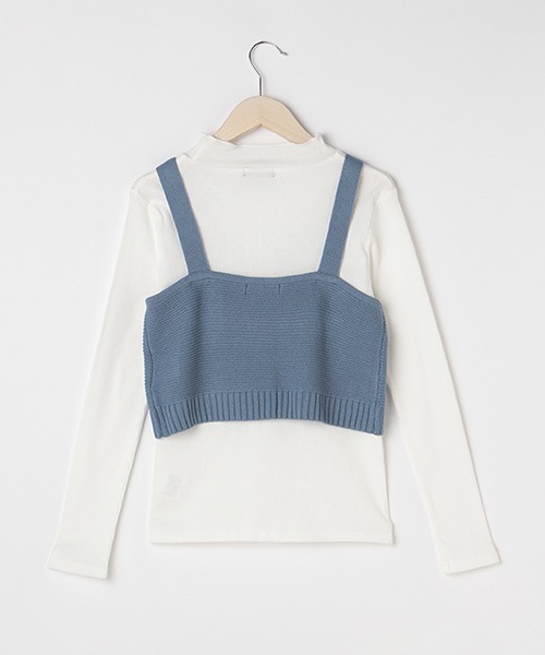 LOVETOXIC（ラブトキシック）の「ニットビスチェ長TSET（Tシャツ/カットソー・キッズ・ブルー/ベージュ/ラベンダー・M/SS/S/L）」の13枚目の写真