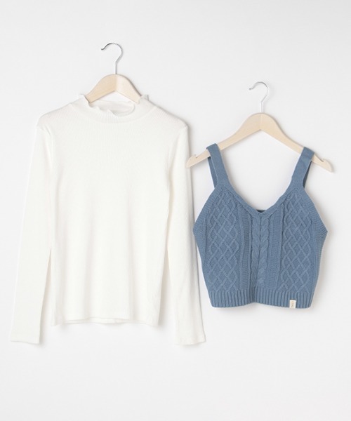 LOVETOXIC（ラブトキシック）の「ニットビスチェ長TSET（Tシャツ/カットソー・キッズ・ブルー/ベージュ/ラベンダー・M/SS/S/L）」の10枚目の写真