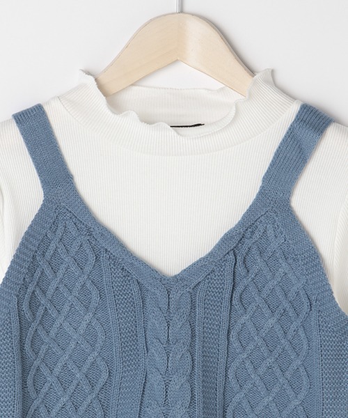 LOVETOXIC（ラブトキシック）の「ニットビスチェ長TSET（Tシャツ/カットソー・キッズ・ブルー/ベージュ/ラベンダー・M/SS/S/L）」の11枚目の写真