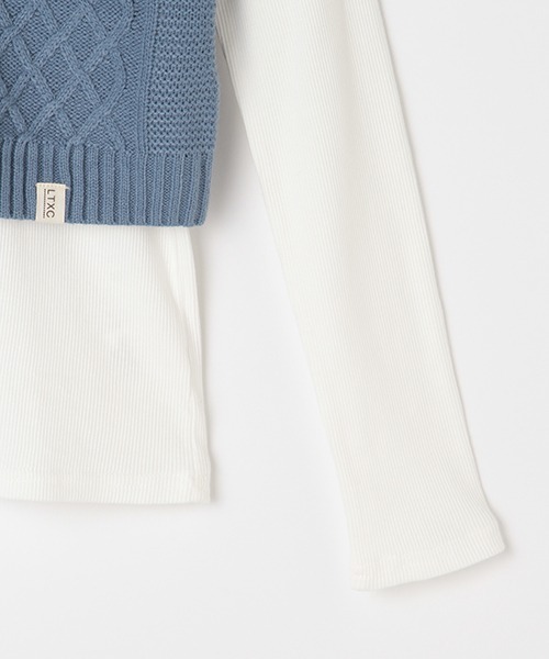 LOVETOXIC（ラブトキシック）の「ニットビスチェ長TSET（Tシャツ/カットソー・キッズ・ブルー/ベージュ/ラベンダー・M/SS/S/L）」の9枚目の写真