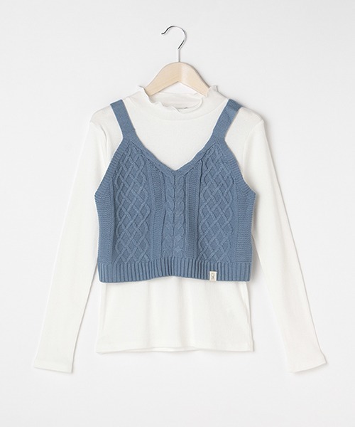 LOVETOXIC（ラブトキシック）の「ニットビスチェ長TSET（Tシャツ/カットソー・キッズ・ブルー/ベージュ/ラベンダー・M/SS/S/L）」の16枚目の写真