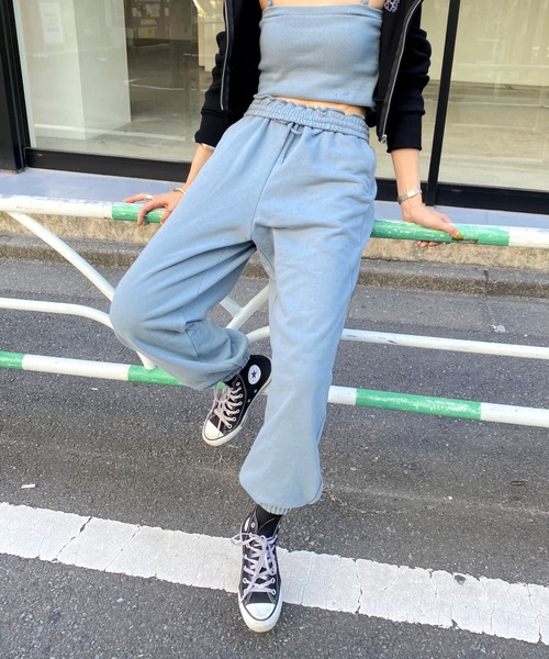 WHO'S WHO gallery（フーズフーギャラリー）の「PTNスウェパン（スウェットパンツ・レディース・ブラック/ブラウン/サックスブルー/グリーン/トップグレー/オートミール・FREE）」の6枚目の写真