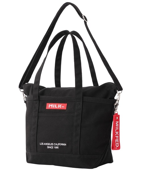 MILKFED.（ミルクフェド）の「EMBROIDERED BAR 2WAY TOTE BAG/ロゴ トートバッグ/ショルダーバッグ/A4収納（ショルダーバッグ・レディース・A/ホワイト/ベージュ/B/ネイビー/ライトパープル/ブラック/ライトピンク・ONE SIZE）」の8枚目の写真