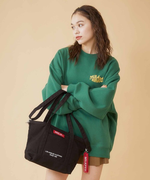 MILKFED.（ミルクフェド）の「EMBROIDERED BAR 2WAY TOTE BAG/ロゴ トートバッグ/ショルダーバッグ/A4収納（ショルダーバッグ・レディース・A/ホワイト/ベージュ/B/ネイビー/ライトパープル/ブラック/ライトピンク・ONE SIZE）」の13枚目の写真