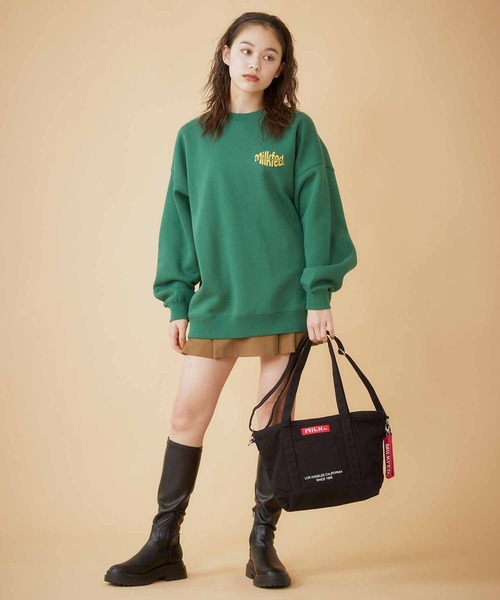 MILKFED.（ミルクフェド）の「EMBROIDERED BAR 2WAY TOTE BAG/ロゴ トートバッグ/ショルダーバッグ/A4収納（ショルダーバッグ・レディース・A/ホワイト/ベージュ/B/ネイビー/ライトパープル/ブラック/ライトピンク・ONE SIZE）」の14枚目の写真