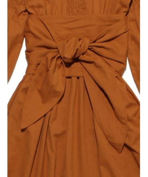 KIIRA（キーラ）の「KiiRa SMOCKING V-OP ki-33520（ワンピース・レディース・オレンジ・ONE SIZE）」の9枚目の写真