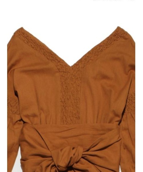 KIIRA（キーラ）の「KiiRa SMOCKING V-OP ki-33520（ワンピース・レディース・オレンジ・ONE SIZE）」の6枚目の写真