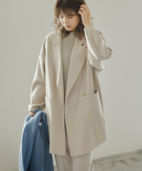 Fashion Letter(ファッションレター)の「フェイクウールダブルフェイスミディアム丈チェスターコート(チェスターコート・レディース・ブルー/ブラック/アイボリー/ブラウン・M)」の3枚目の写真