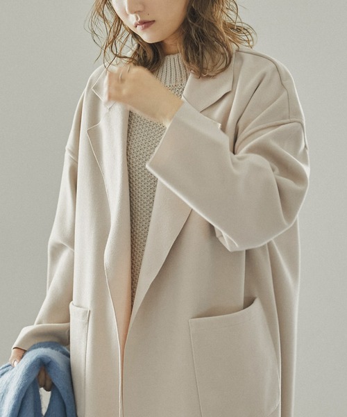 Fashion Letter(ファッションレター)の「フェイクウールダブルフェイスミディアム丈チェスターコート(チェスターコート・レディース・ブルー/ブラック/アイボリー/ブラウン・M)」の13枚目の写真