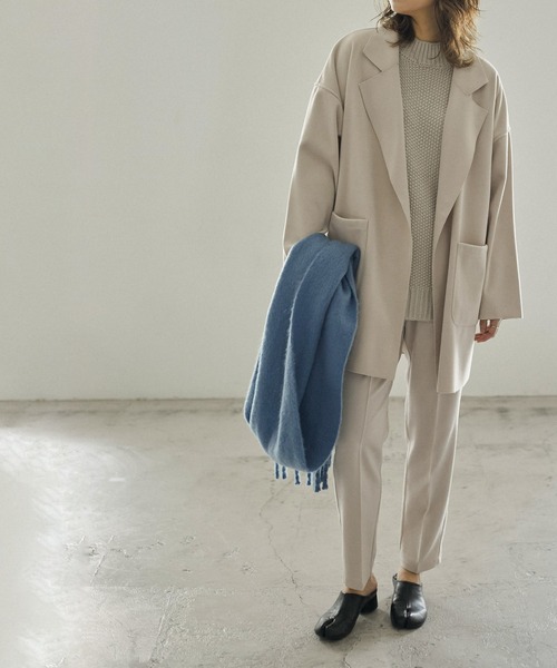 Fashion Letter(ファッションレター)の「フェイクウールダブルフェイスミディアム丈チェスターコート(チェスターコート・レディース・ブルー/ブラック/アイボリー/ブラウン・M)」の5枚目の写真