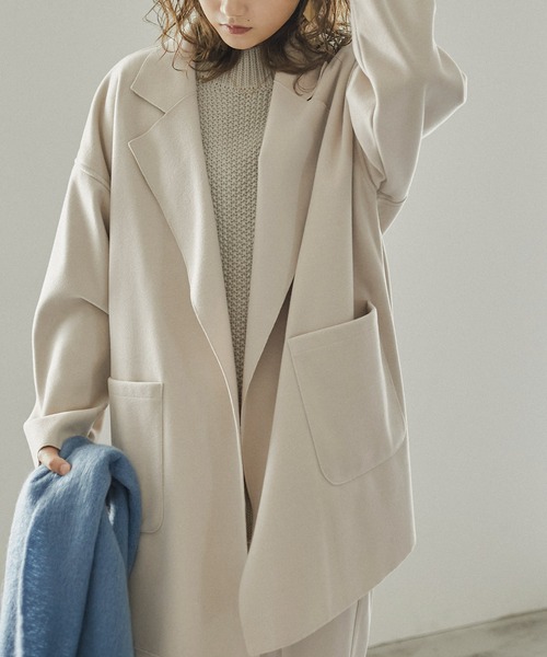 Fashion Letter(ファッションレター)の「フェイクウールダブルフェイスミディアム丈チェスターコート(チェスターコート・レディース・ブルー/ブラック/アイボリー/ブラウン・M)」の21枚目の写真