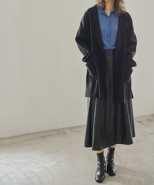 Fashion Letter(ファッションレター)の「フェイクウールダブルフェイスミディアム丈チェスターコート(チェスターコート・レディース・ブルー/ブラック/アイボリー/ブラウン・M)」の15枚目の写真