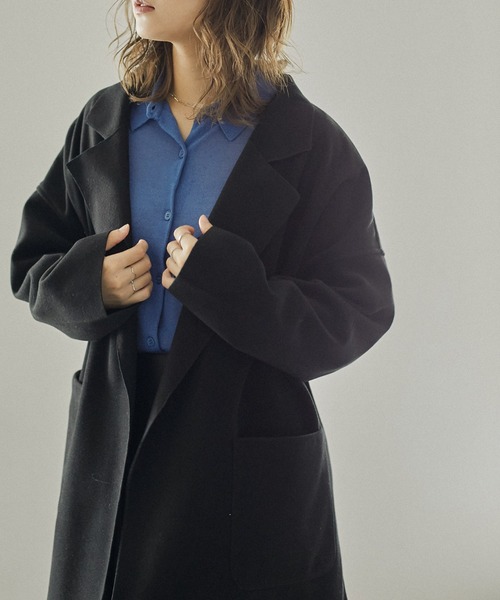 Fashion Letter(ファッションレター)の「フェイクウールダブルフェイスミディアム丈チェスターコート(チェスターコート・レディース・ブルー/ブラック/アイボリー/ブラウン・M)」の7枚目の写真