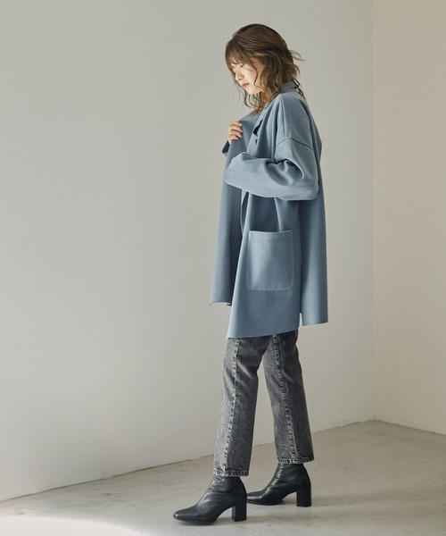 Fashion Letter(ファッションレター)の「フェイクウールダブルフェイスミディアム丈チェスターコート(チェスターコート・レディース・ブルー/ブラック/アイボリー/ブラウン・M)」の22枚目の写真