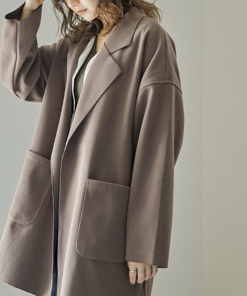 Fashion Letter(ファッションレター)の「フェイクウールダブルフェイスミディアム丈チェスターコート(チェスターコート・レディース・ブルー/ブラック/アイボリー/ブラウン・M)」の17枚目の写真