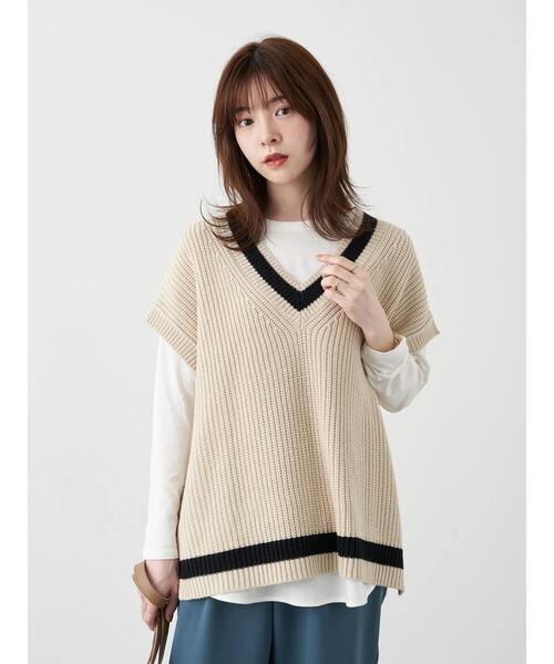 earth music&ecology（アースミュージックアンドエコロジー）の「チルデンニットベスト　＊（ベスト・レディース・チャコールグレー/ベージュ/オフホワイト・FREE）」の22枚目の写真