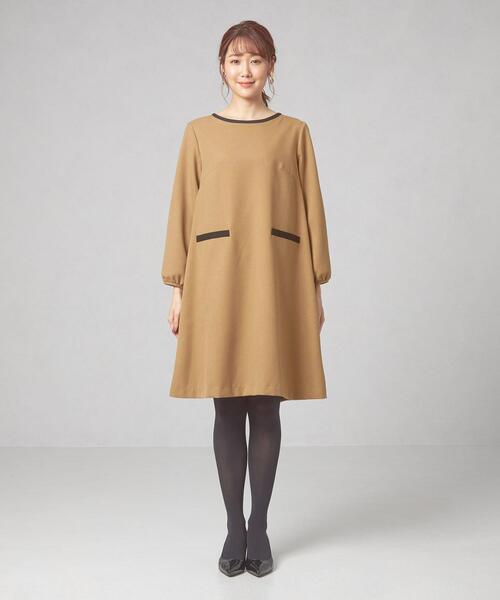 closet story(クローゼットストーリー)の「<closet story>ハイショク Aライン ワンピース -ウォッシャブル-(ワンピース・レディース・ベージュ/ネイビー・FREE)」の3枚目の写真