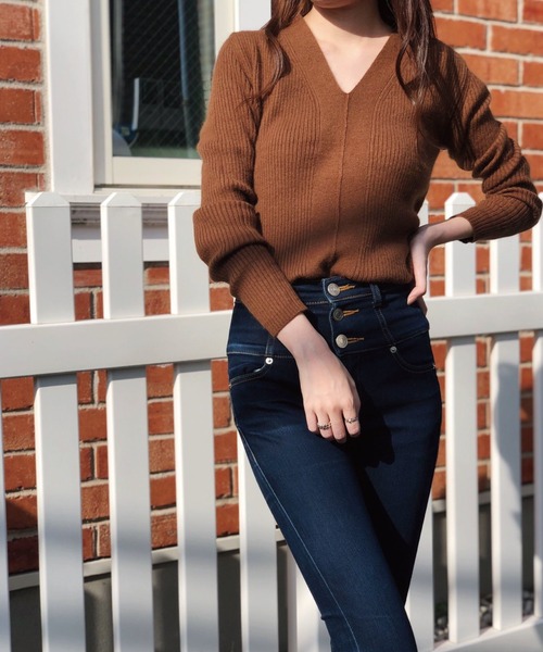 セール Barrett トップス Vネックリブニットプルオーバー ニット セーター Banner ニット セーター Barrett バナー