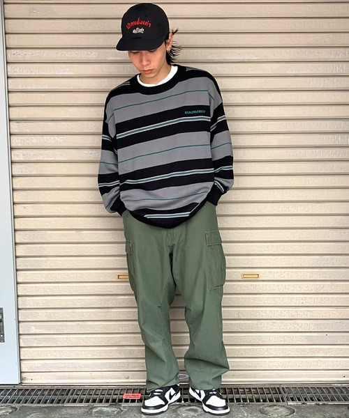 Snap club（スナップクラブ）の「【Snap club】ビックシルエットカラーボーダーニット（ニット/セーター・メンズ・パープル/オレンジ/ブルー/グリーン/ブラック/イエロー・M/L）」の11枚目の写真