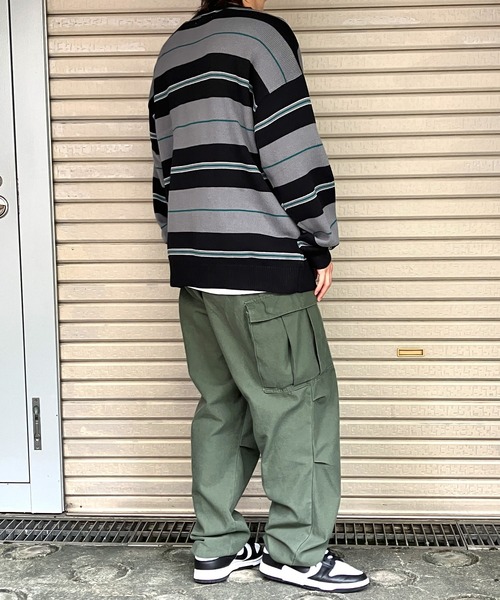 Snap club（スナップクラブ）の「【Snap club】ビックシルエットカラーボーダーニット（ニット/セーター・メンズ・パープル/オレンジ/ブルー/グリーン/ブラック/イエロー・M/L）」の13枚目の写真