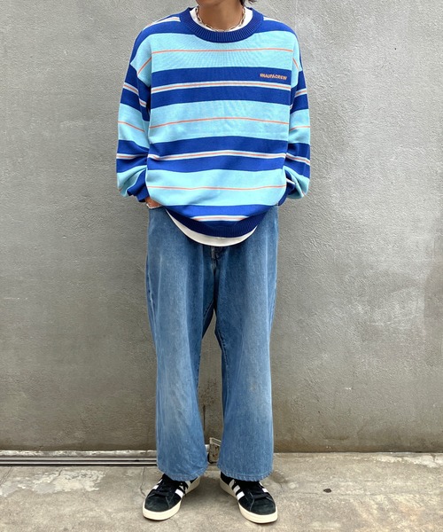 Snap club（スナップクラブ）の「【Snap club】ビックシルエットカラーボーダーニット（ニット/セーター・メンズ・パープル/オレンジ/ブルー/グリーン/ブラック/イエロー・M/L）」の17枚目の写真